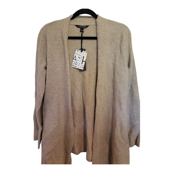 41 Hawthorn 100% Cashmere Open Front Cardigan Tan Oatmeal Large Textured NWT - Picture 1 of 9
